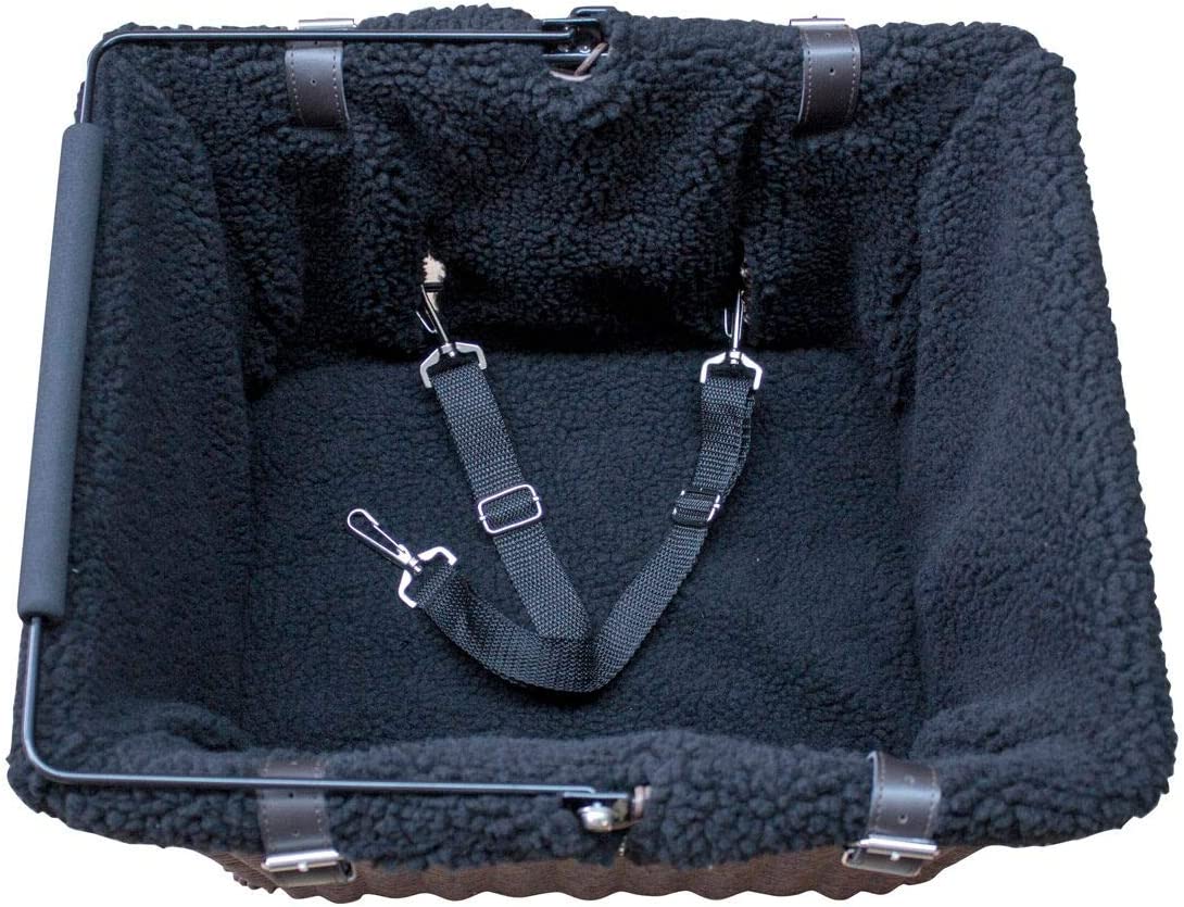 Travelin K9 Pet-Pilot MAX Wicker Bike Basket for Dogs/Cats - Includes Wire Cage Top w/ Sun Shade + plush removable padded liner